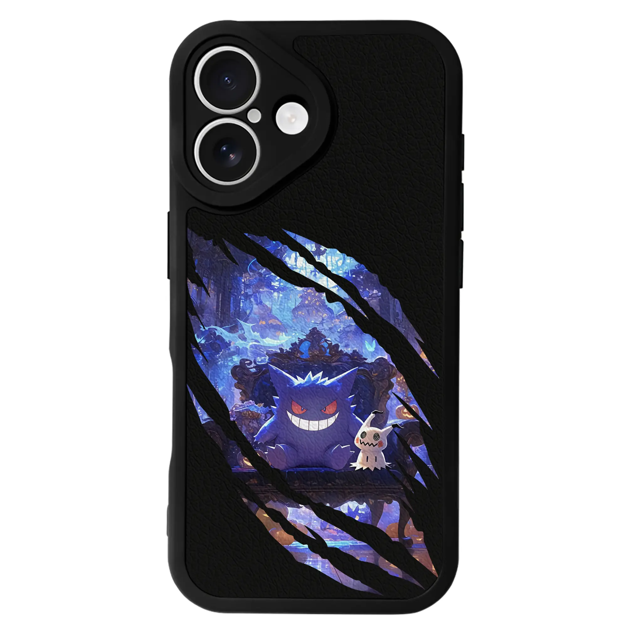 ポケモン グッズ,ゲンガー - IPhone 16シリーズ対応 ・ シリコンスマホケース ・ レザー調 ・ 高精度フィット ・ 耐衝撃 ・ ワイヤレス充電対応 ・ 精密カット